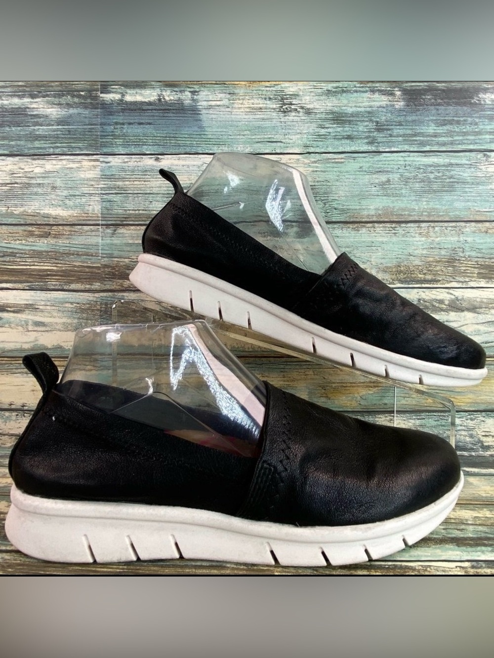 Comfortiva Carni Loafer Shoe Size 7.5M Soft Black Leather Wedge Heel Casual